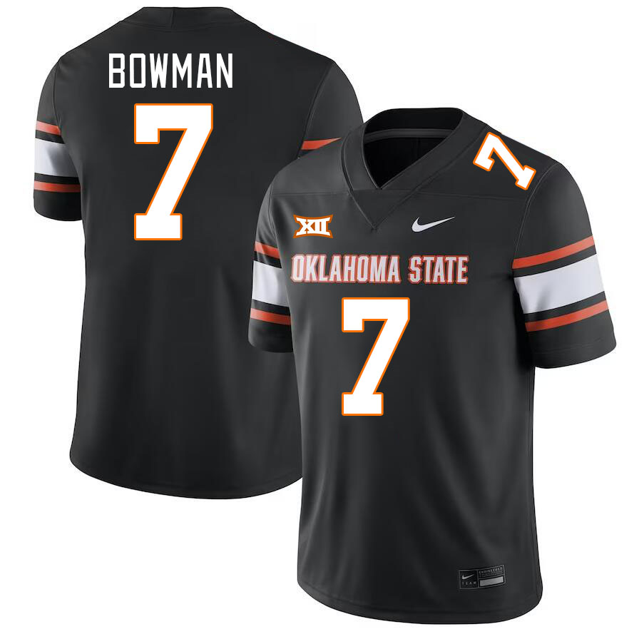 Oklahoma State Cowboys #7 Alan Bowman College Football Jerseys Stitched Sale-Black
